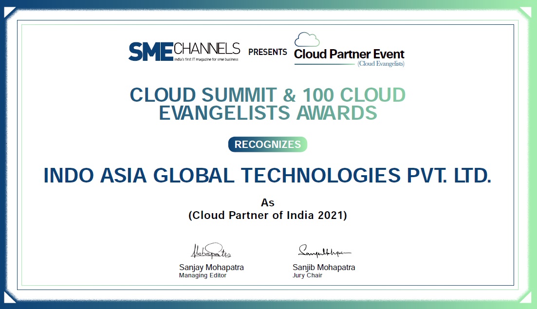Indo Asia Global Technologies SME Awards 2020 for BEST IT Infrastructures & Software Management during COVID19